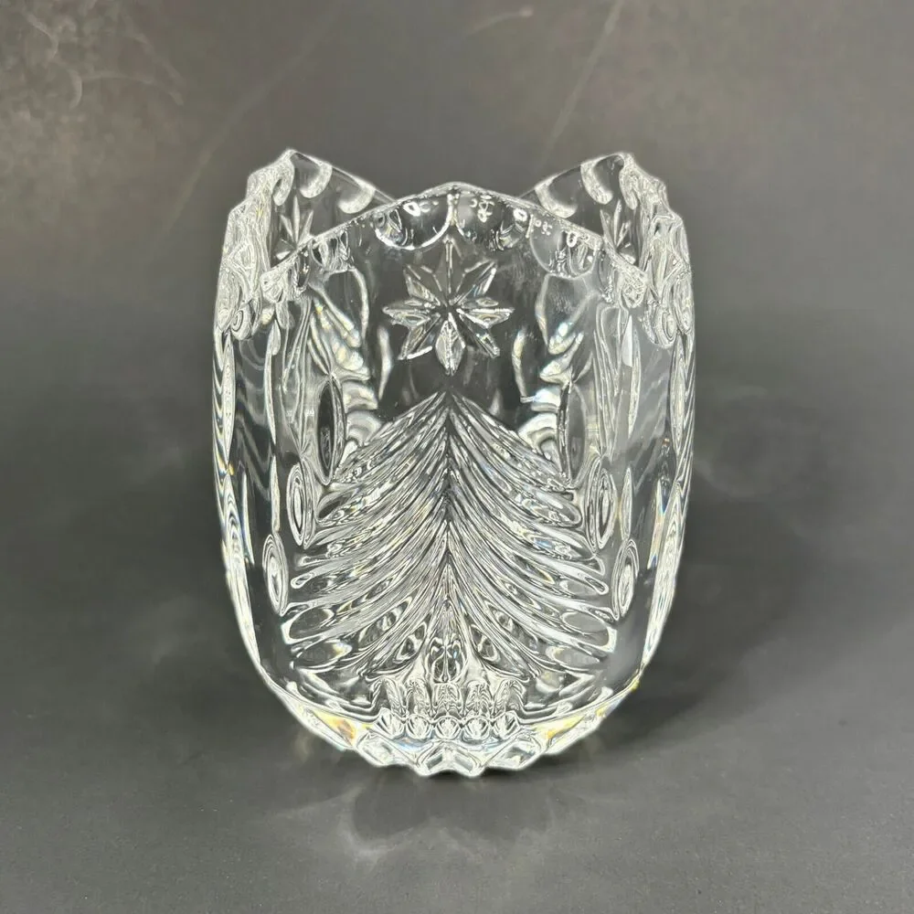 Mikasa Vintage Lead Crystal Christmas Votive Candle Holder West Germany Holiday